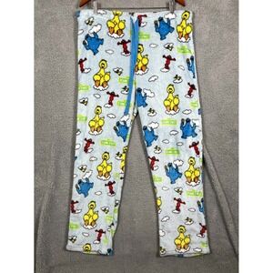 Sesame Street Pajama Pants Women XL Big Bird Elmo Cookie Monster Blue Drawstring